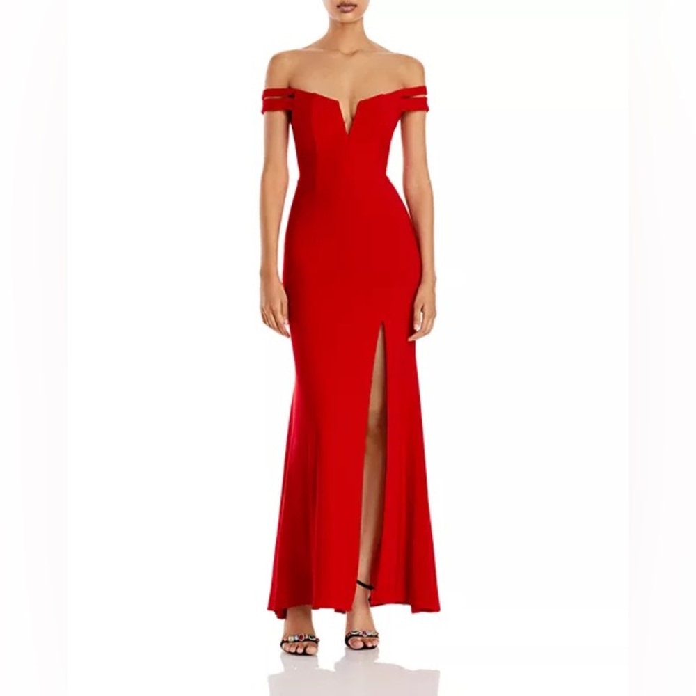Red mermaid-style gown